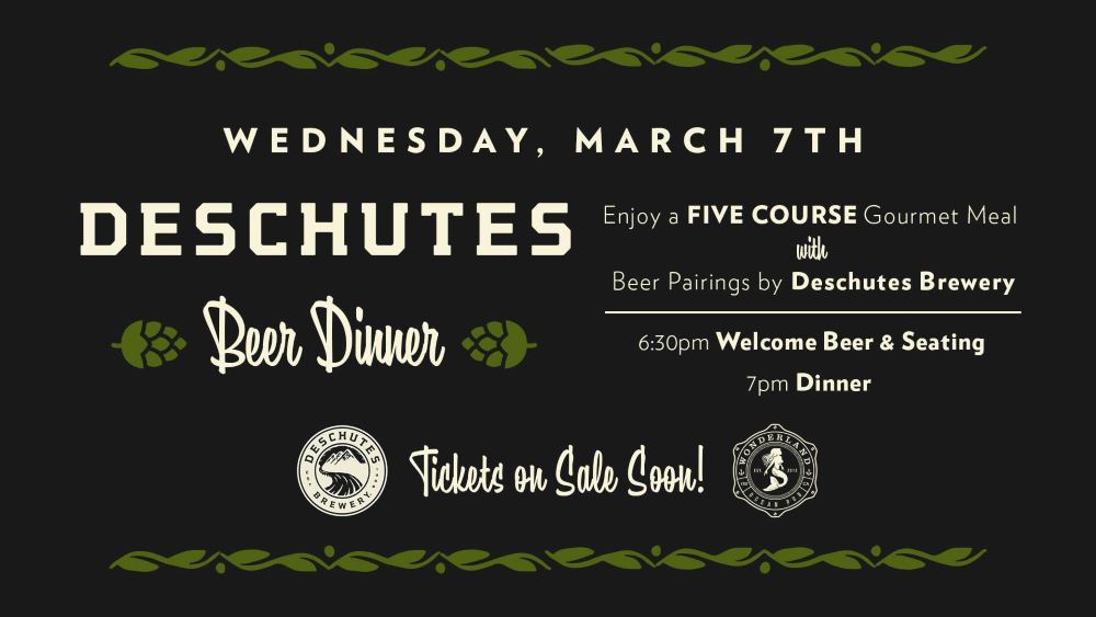 Wonderland OB Partners with Deschutes to Create Beer Pairing Dinner March 7