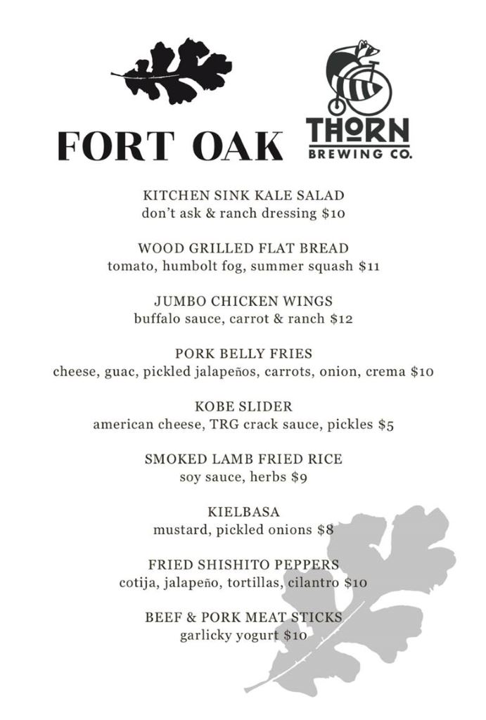 fort oak thorn brewing menu |