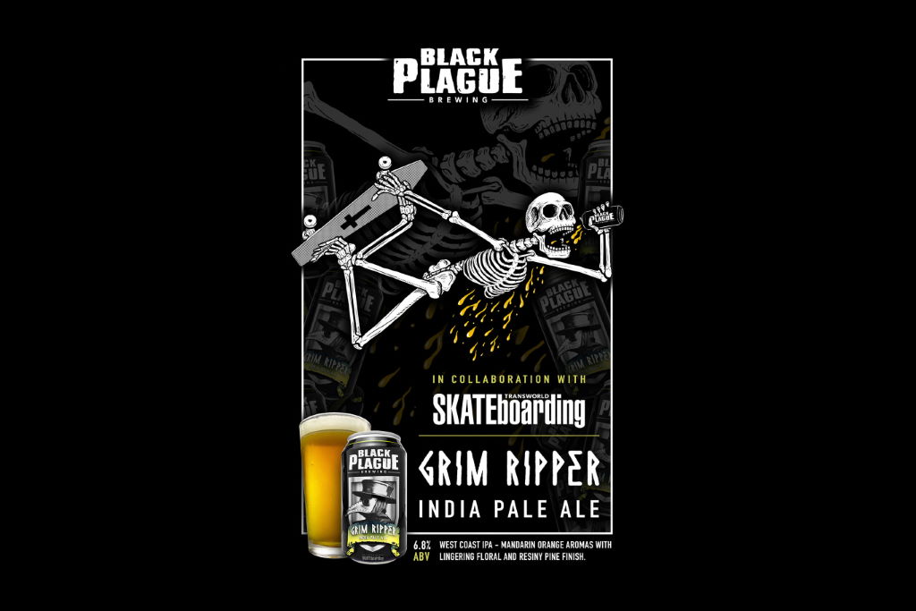 Black Plague Brewing release Grim Ripper IPA collaboration with Transworld Skateboarding magazine