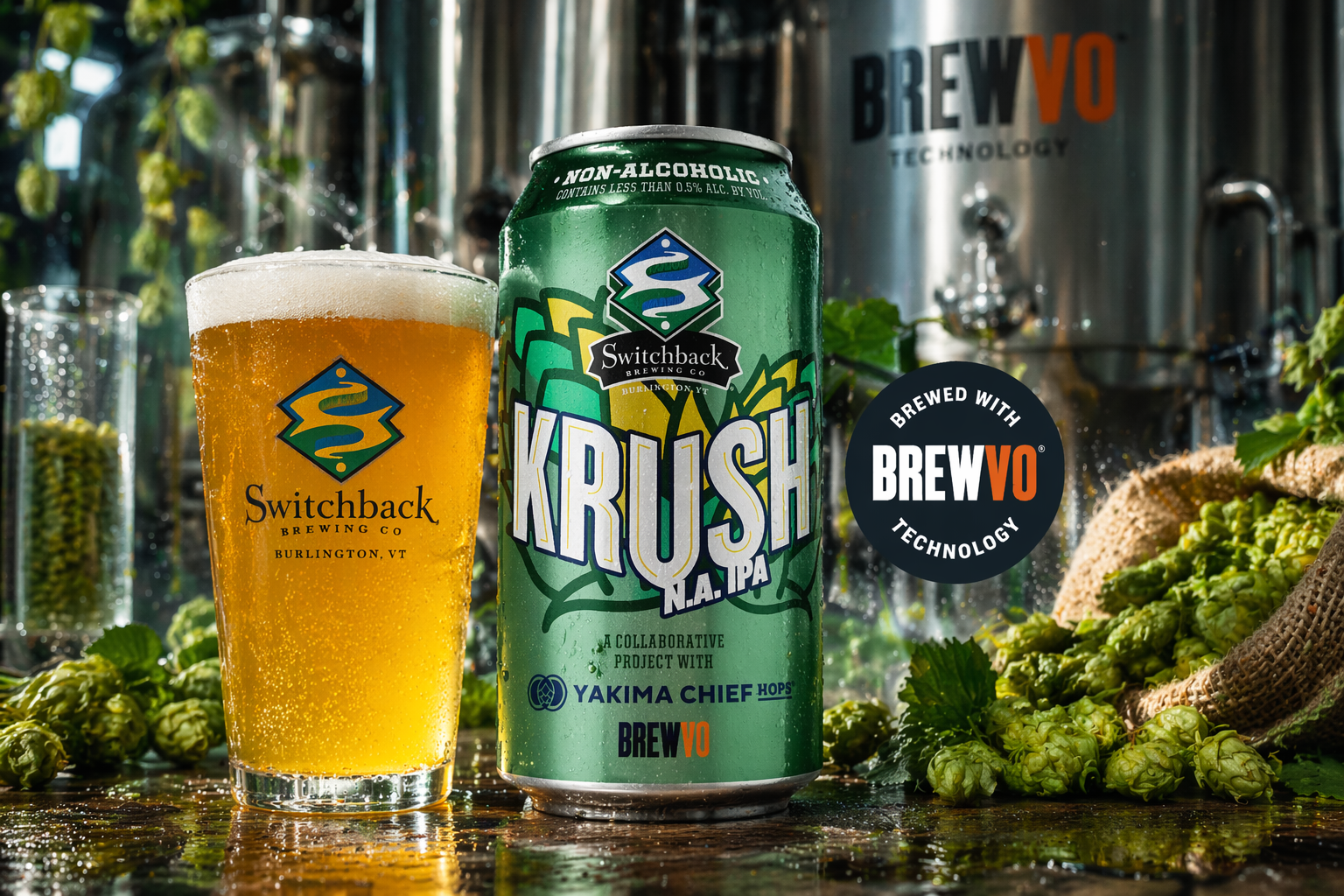 Switchback Brewing Debuts Krush N.A. IPA Using BrewVo Technology at CBC 1 Kush NA IPA Image | non-alcoholic IPA innovation