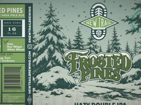 New Trail Frosted Pines: 8.5% Hazy Double IPA Label Spotted, Plus Lemon Vanilla Cookie