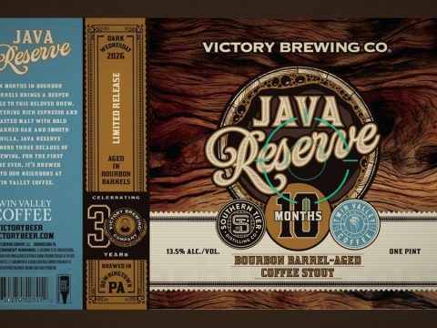 Victory Java Reserve: 13.5% Bourbon Barrel-Aged Coffee Stout Label, Plus Java Cask