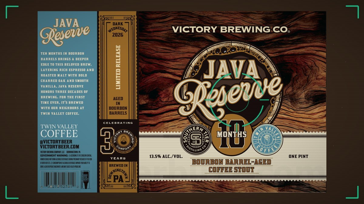 Victory Java Reserve: 13.5% Bourbon Barrel-Aged Coffee Stout Label, Plus Java Cask